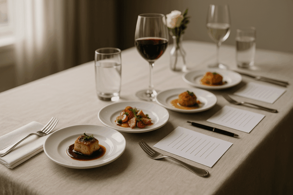 Elegant tasting table for catering tasting Elgin